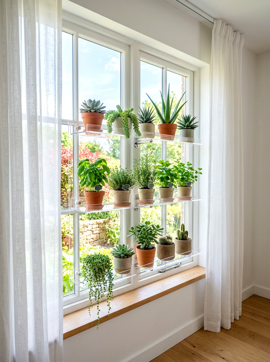 Window Plant Shelf - 30 bedroom plant shelf ideas