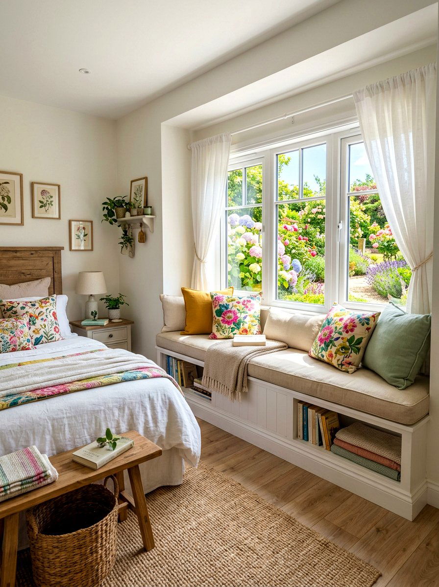 Window Seat - 30 spring bedroom refresh ideas
