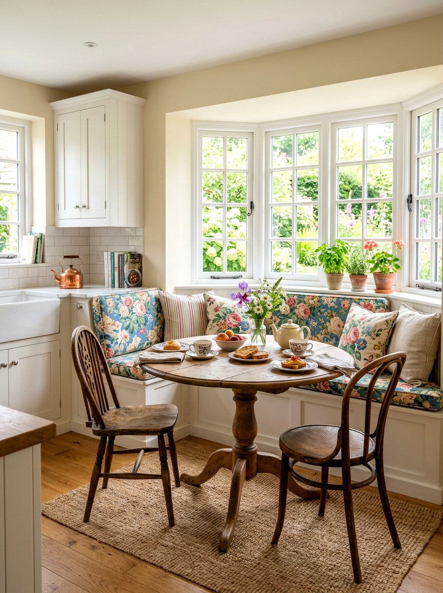 Window Seat Breakfast Nook - 30 storybook kitchen ideas