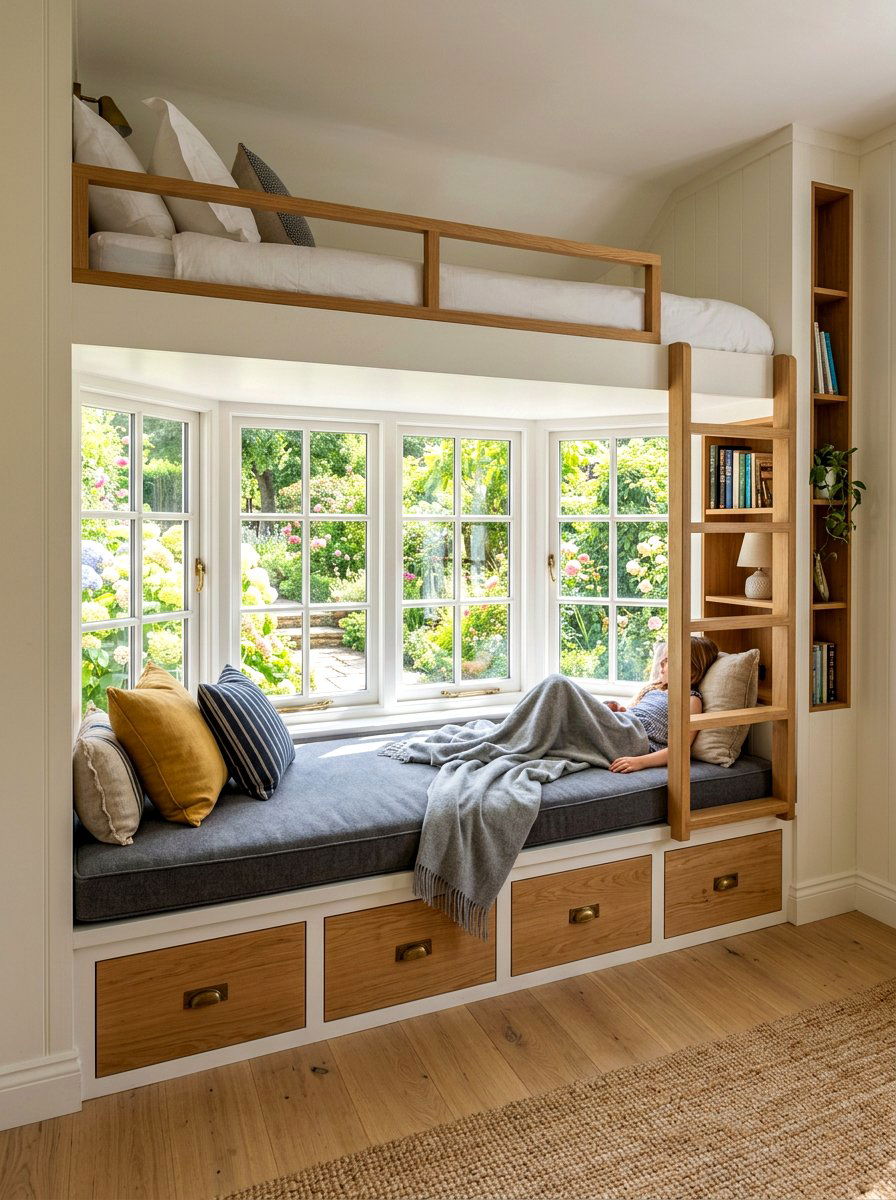 Window Seat Bunk Bed - 30 bunk room ideas