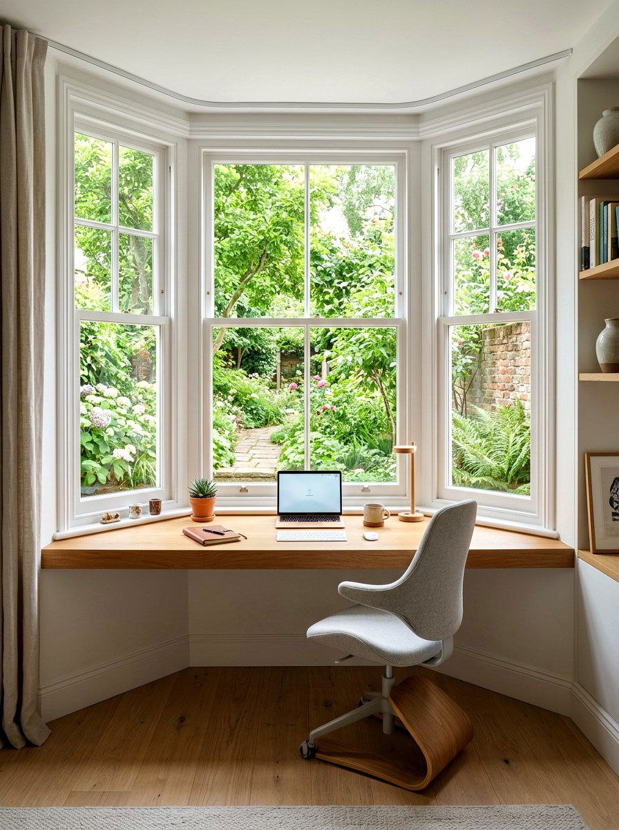 Window Seat Desk - 30 study hall nook ideas