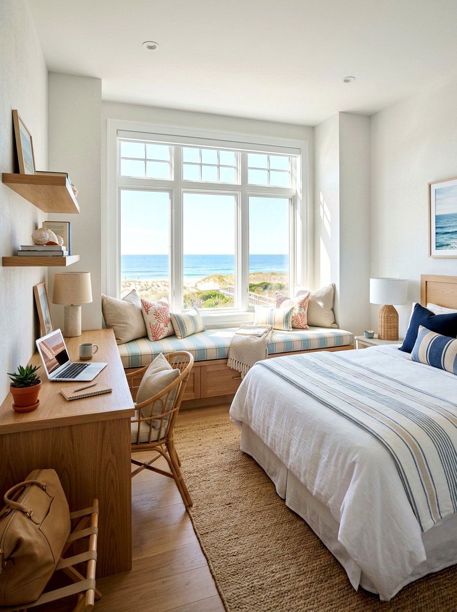 Window Seat Desk Guest Room - 30 guest bedroom office combo ideas