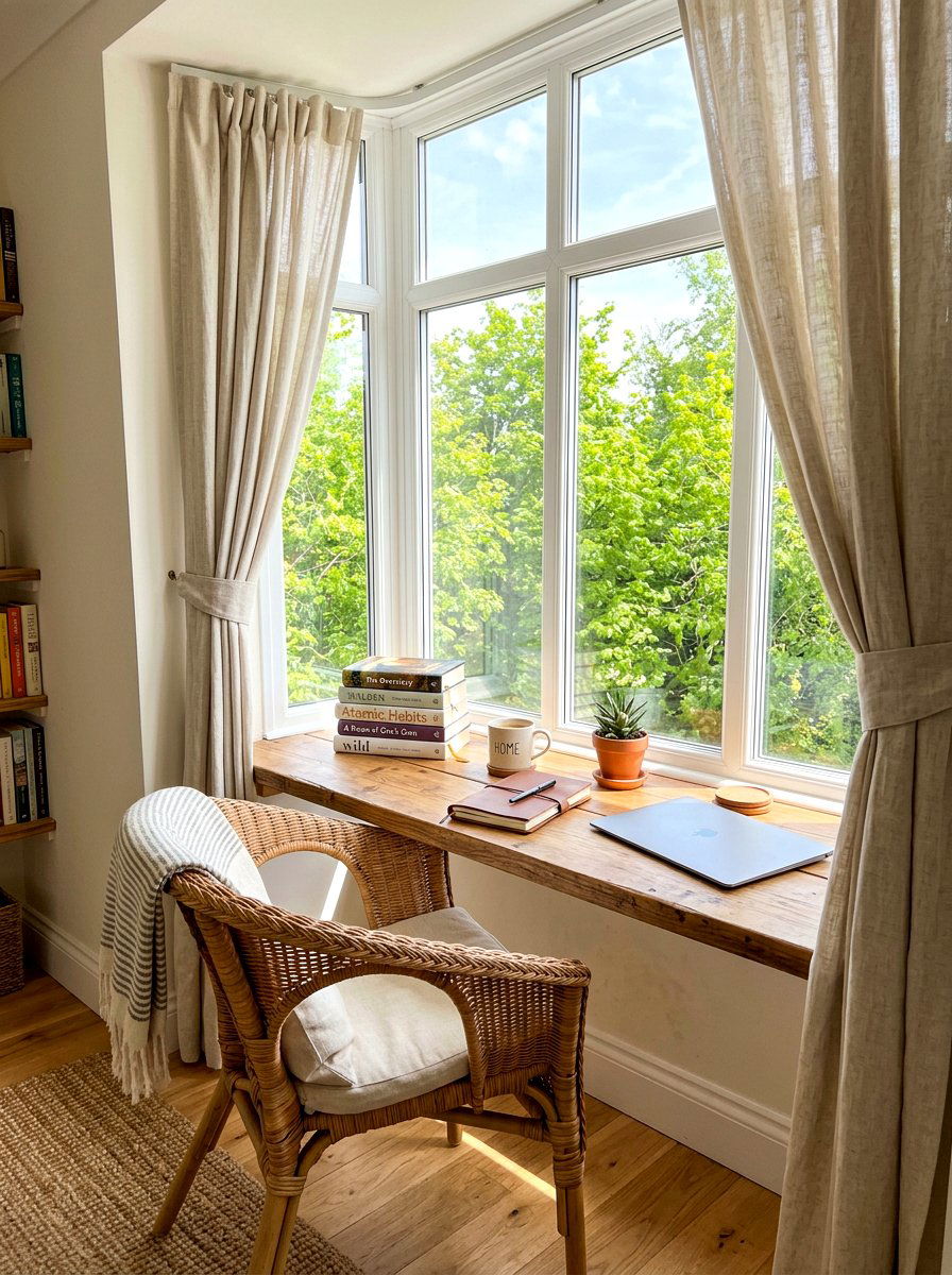 Window Seat Desk - 30 cozy office ideas