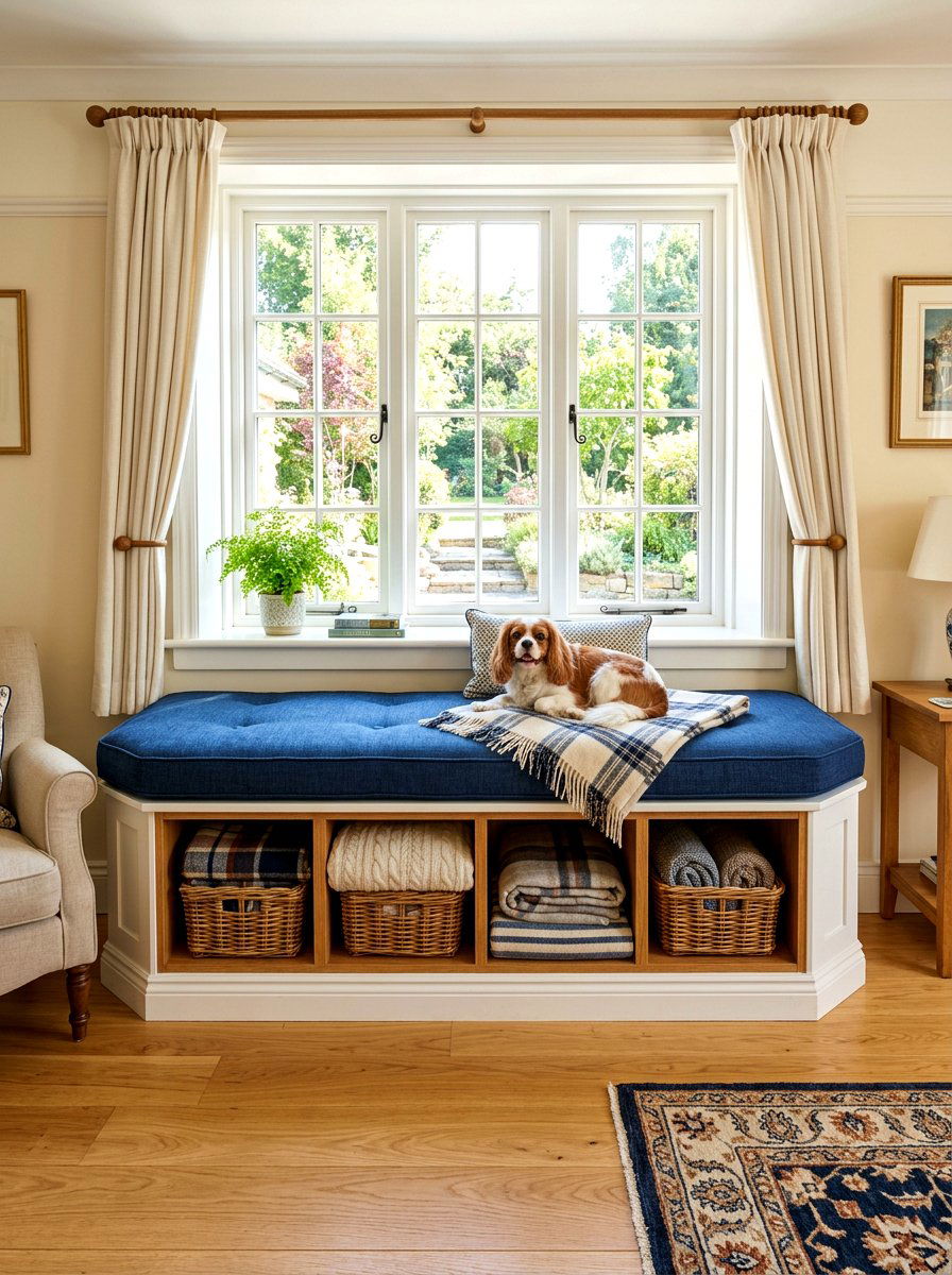 Window Seat Dog Bed - 30 dog room storage ideas