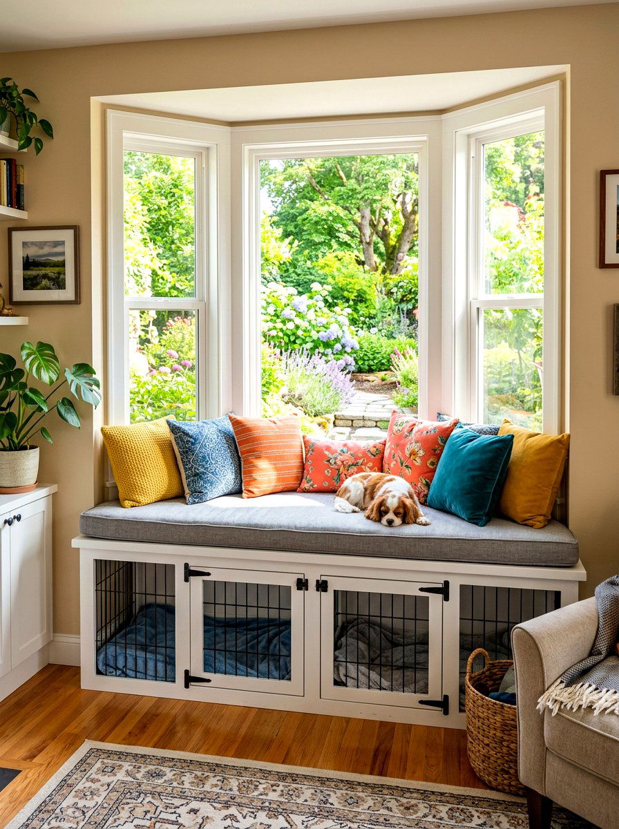 Window Seat Dog Crate - 30 dog crate furniture ideas