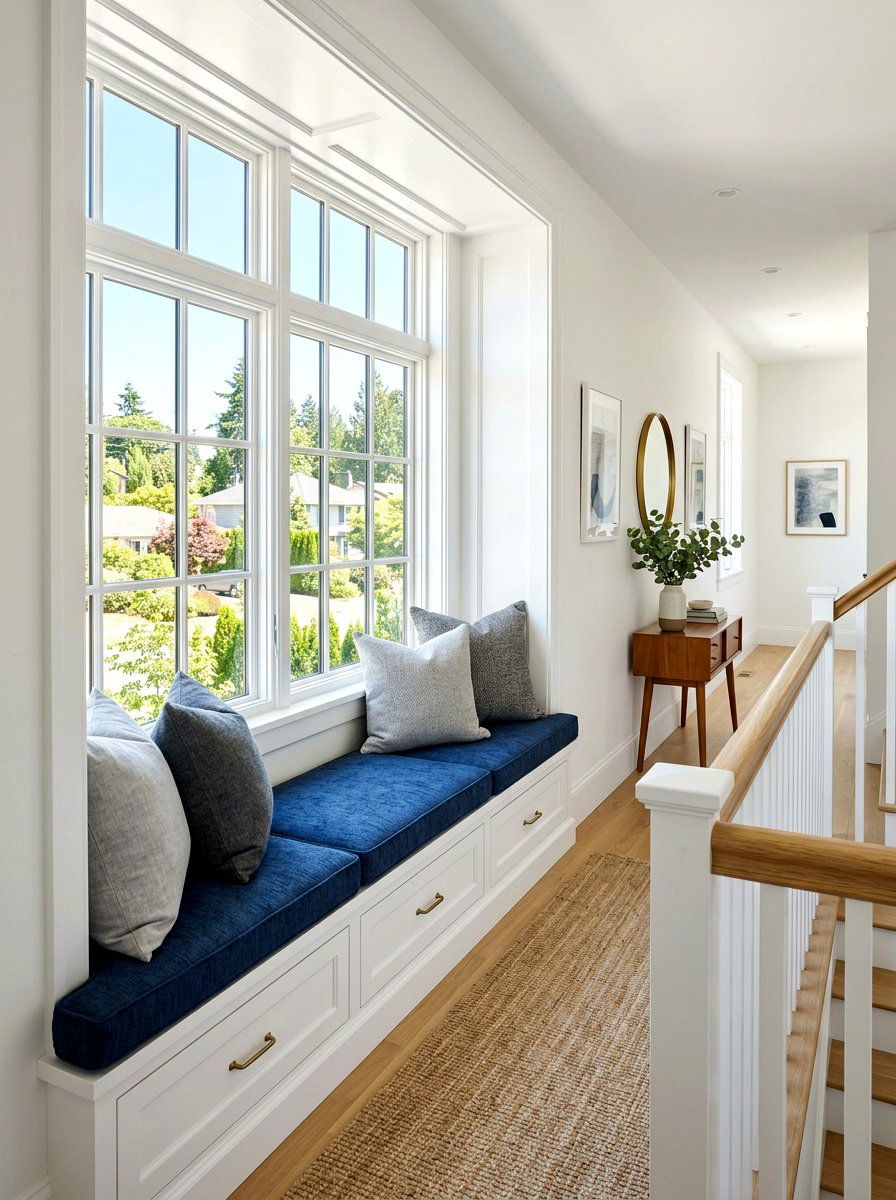 Window Seat Landing - 30 landing reading nook ideas