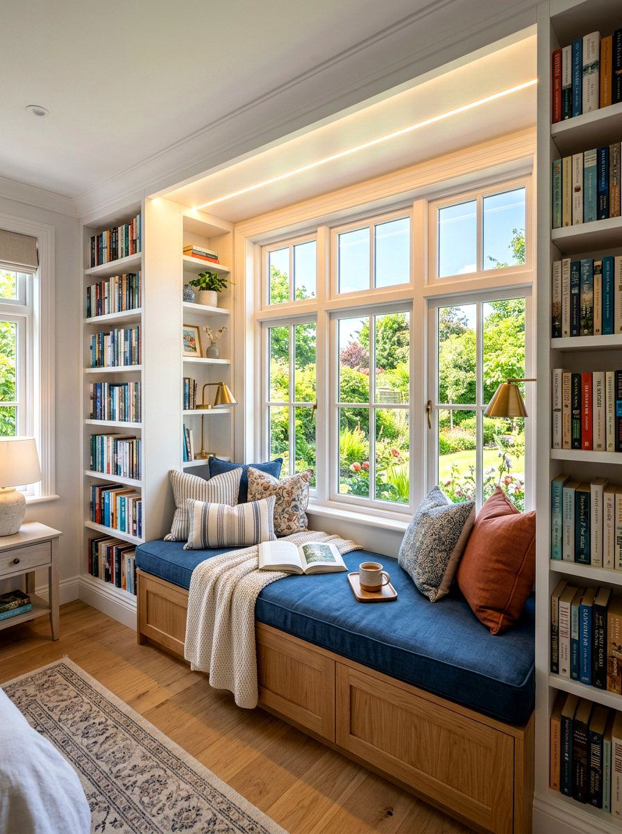Window Seat Lighting - 30 ambient lighting bedroom ideas