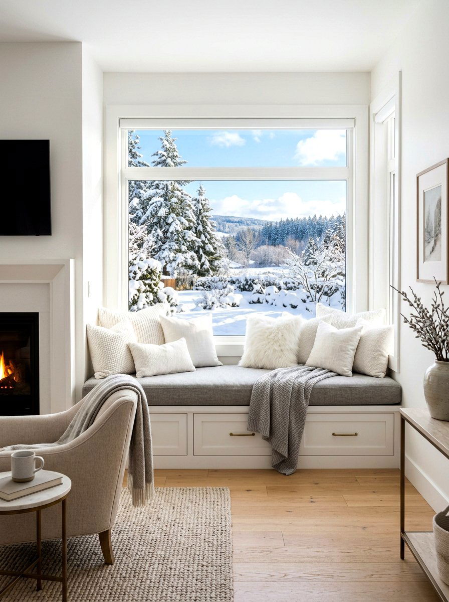 Window Seat Living - 30 winter living room styling ideas