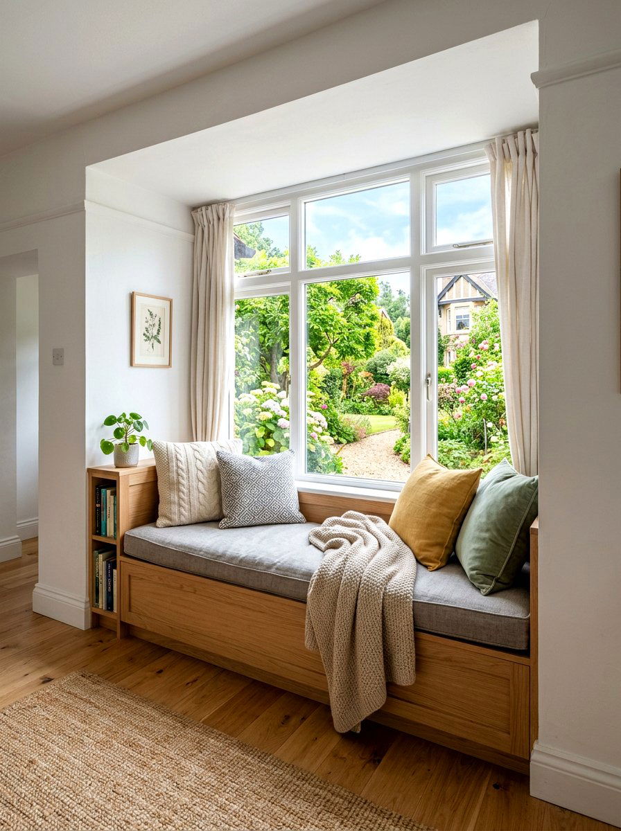 Window Seat Nook - 30 Scandinavian home ideas