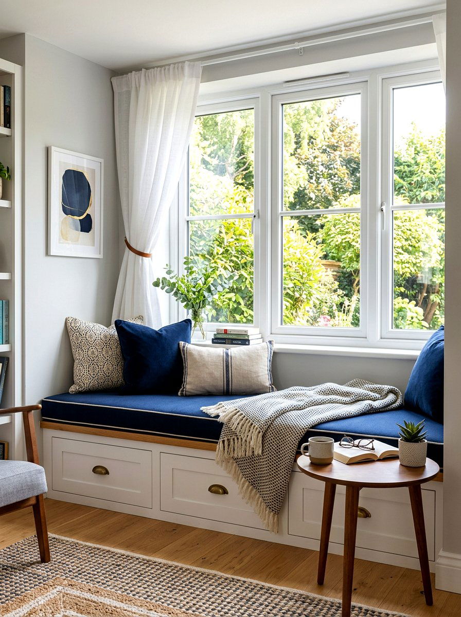 Window Seat Nook - 30 tiny apartment decor ideas