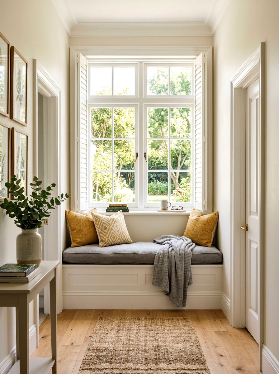 Window Seat Nook - 30 hallway decor ideas
