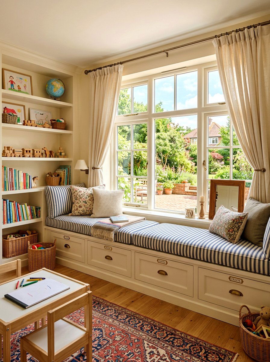 Window Seat Playroom - 30 small playroom ideas