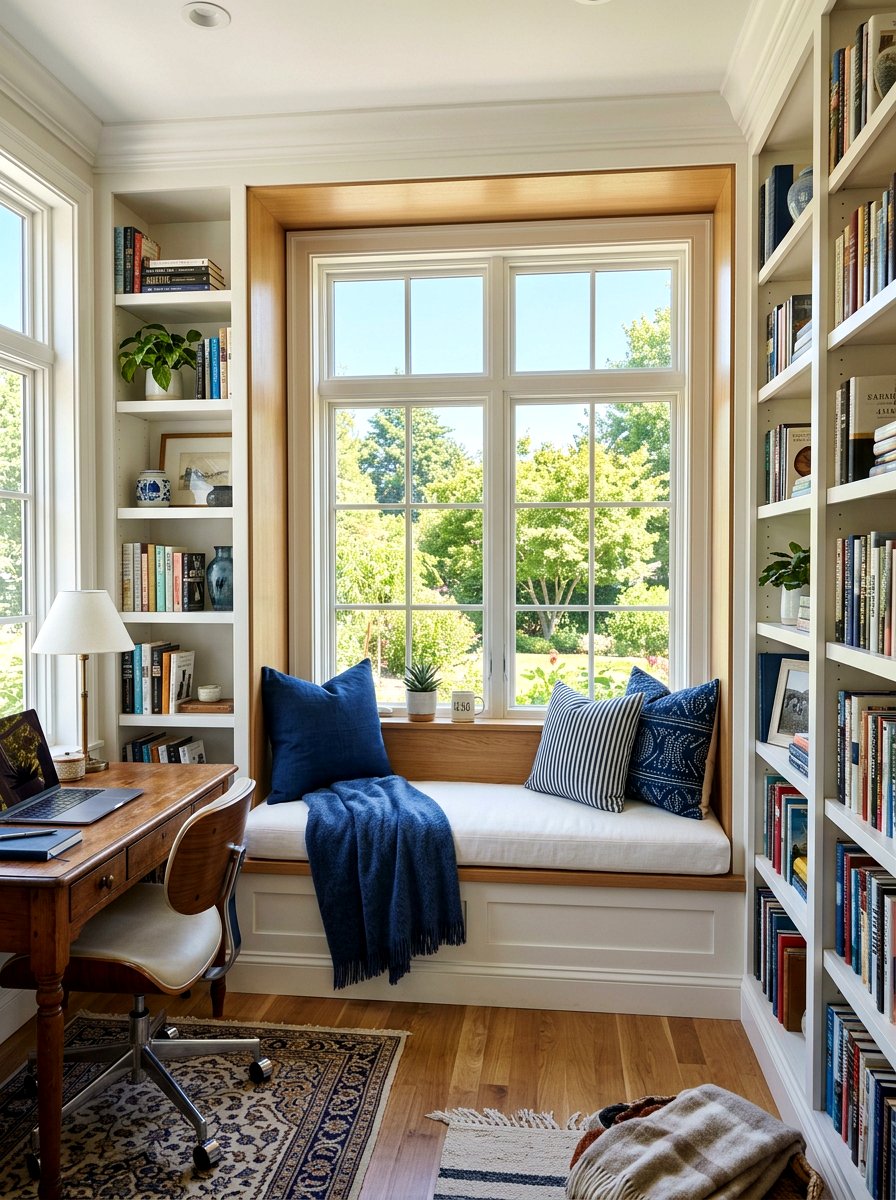 Window Seat Reading Nook - 30 office reading corner ideas