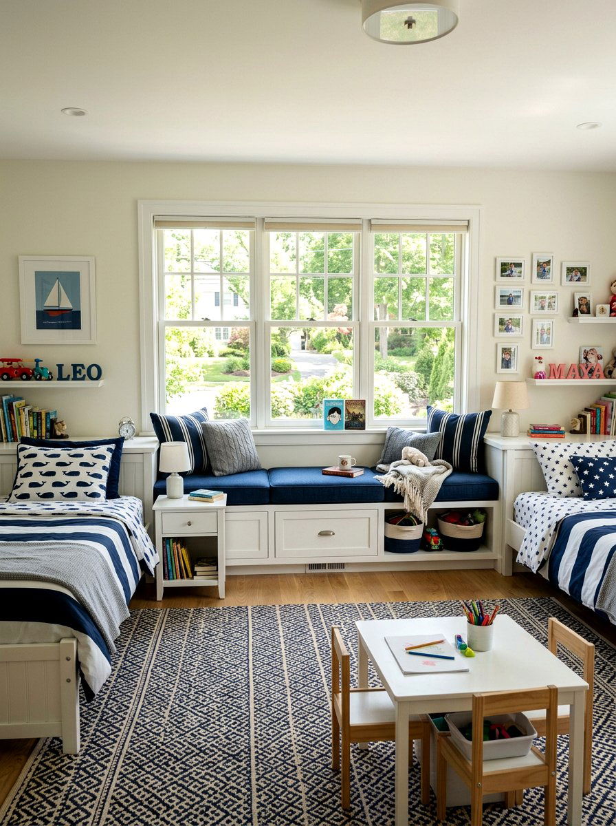 Window Seat Shared Bedroom - 30 boys shared bedroom ideas