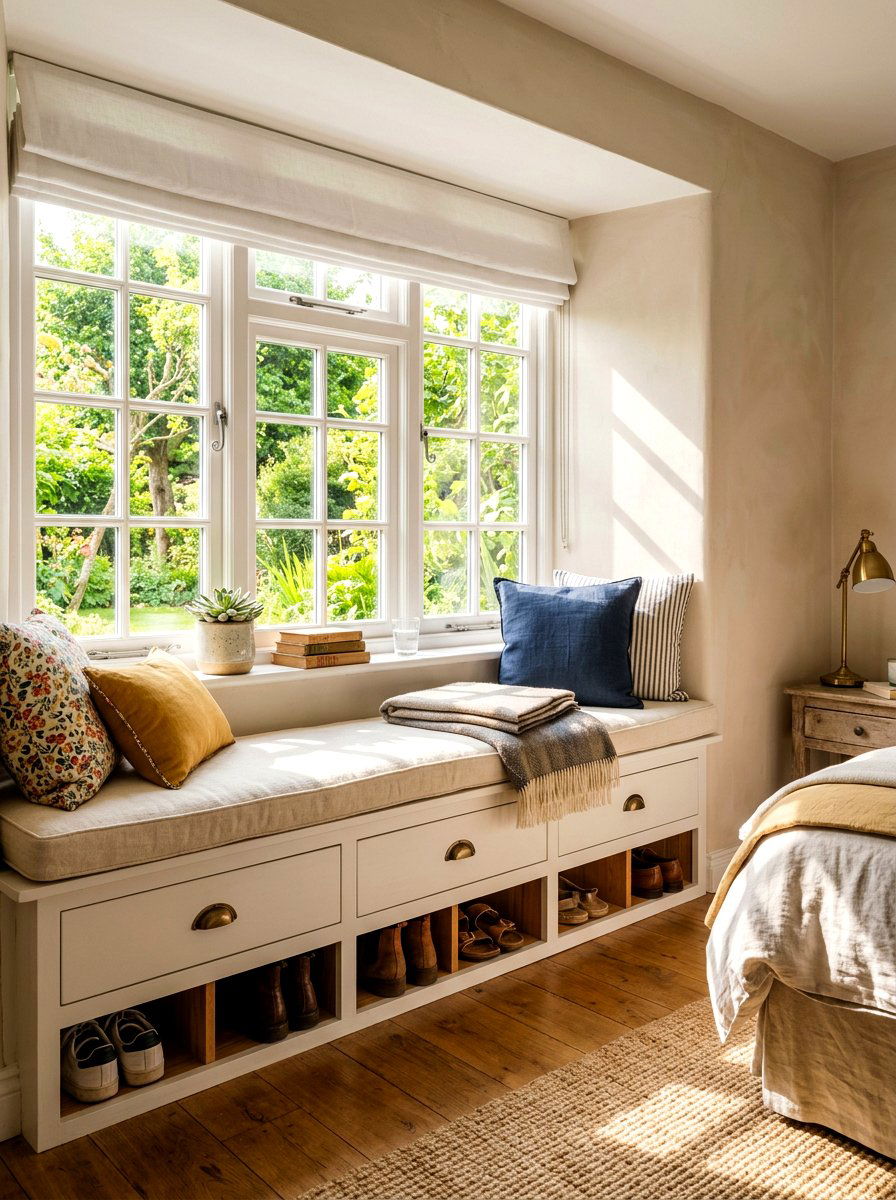 Window Seat Shoe Storage - 30 hidden shoe cabinet ideas