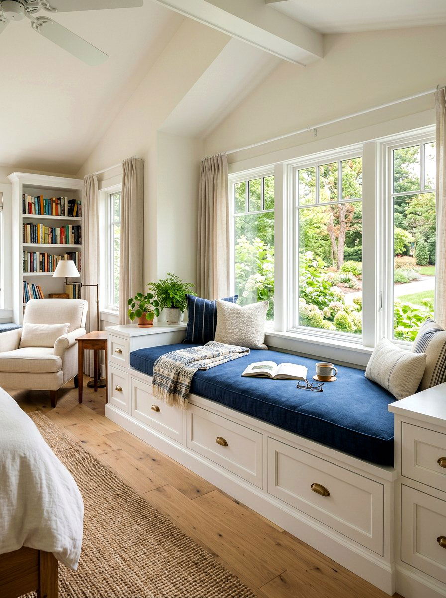 Window Seat With Drawers - 30 bedroom storage ideas