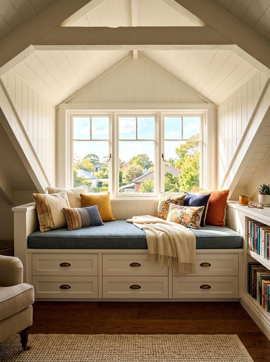 Window Seat With Storage - 30 attic storage ideas