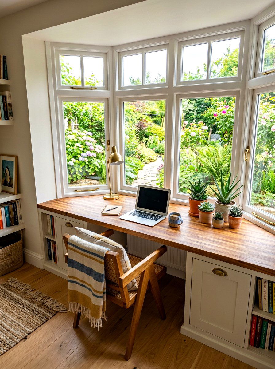 Window Seat Workspace - 30 writing desk nook ideas