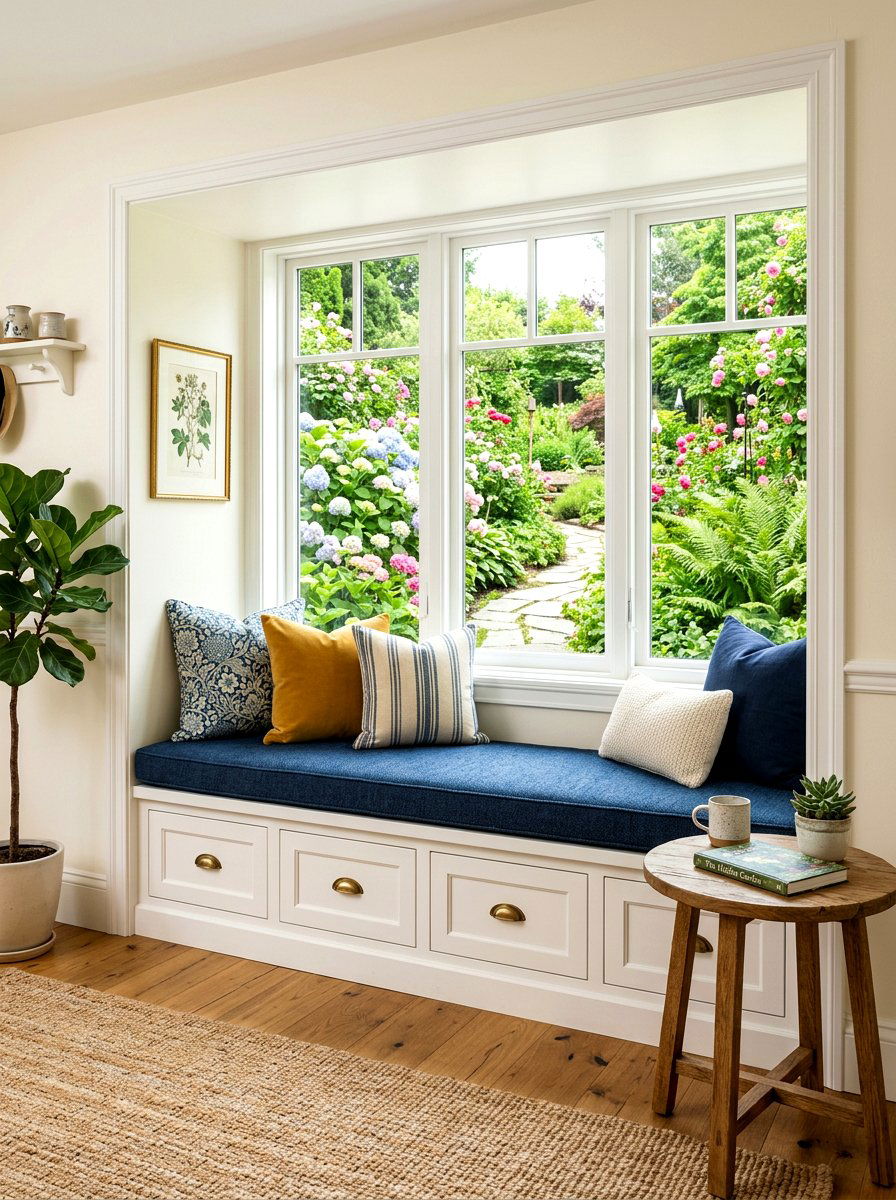 Window Seating Area - 30 knitting room ideas