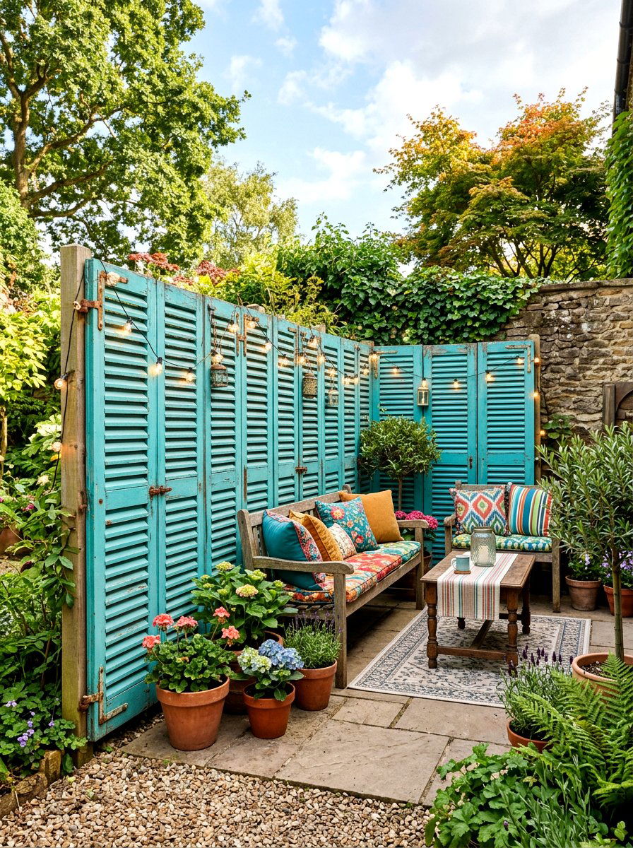 Window Shutter Fence - 30 cheap fence ideas