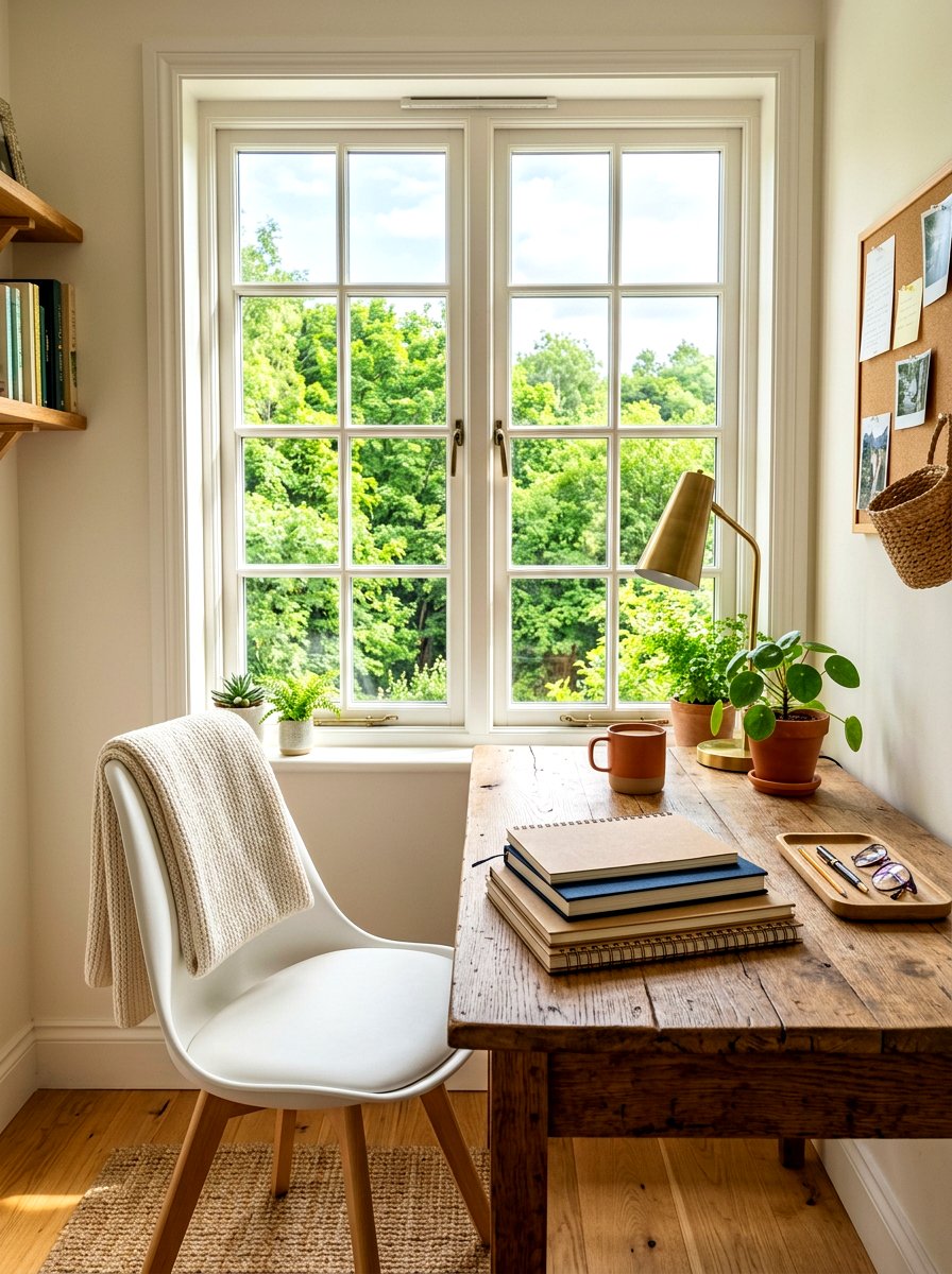 Window Side Workspace - 30 office nook ideas