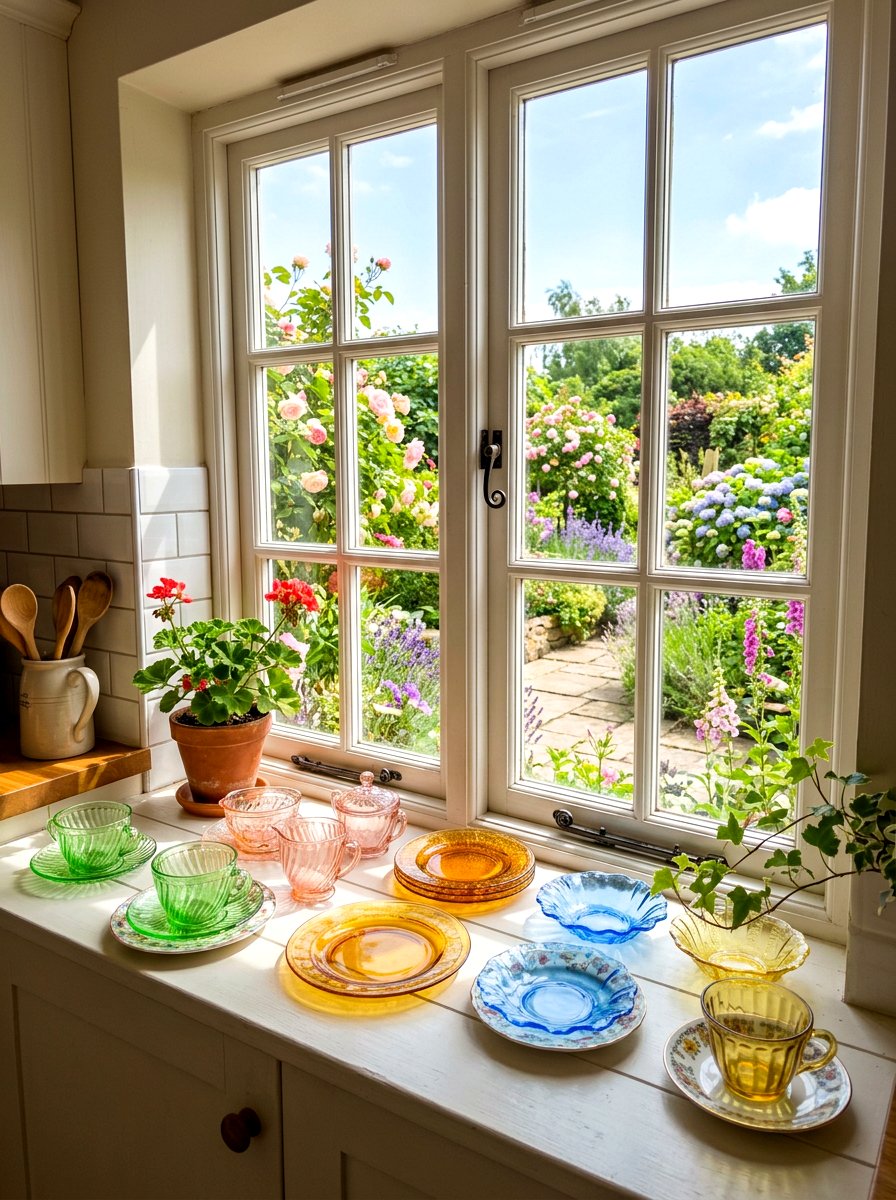 Window Sill Arrangement - 30 vintage china display ideas