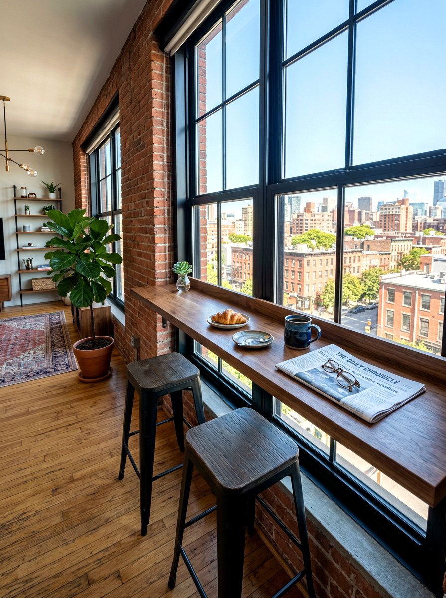Window Sill Breakfast Bar - 30 compact apartment dining ideas