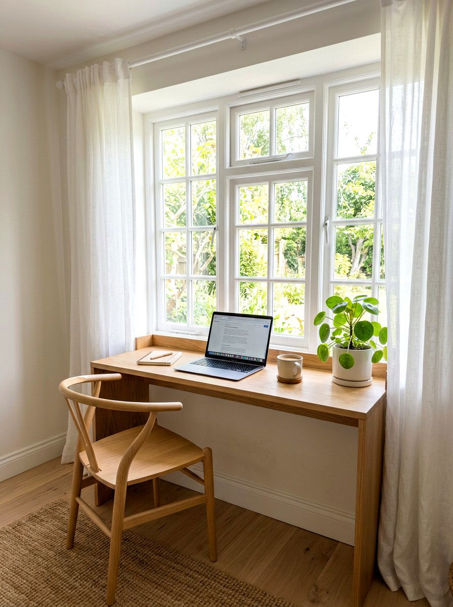 Window Sill Desk - 30 office nook apartment ideas