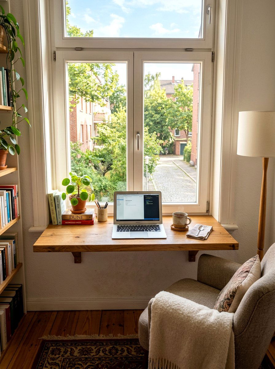 Window Sill Extension Desk - 30 fold down desk apartment ideas