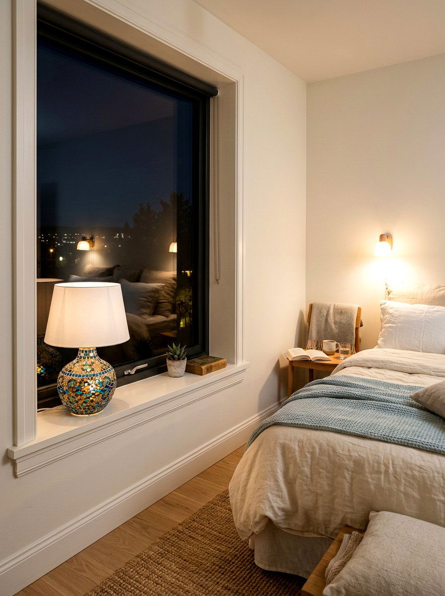 Window Sill Lamp - 30 no overhead light apartment ideas