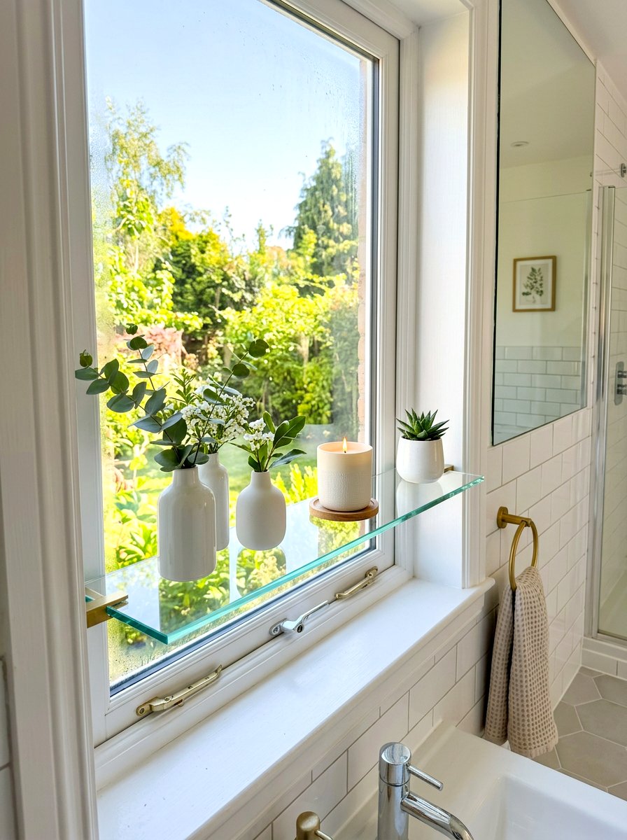 Window Sill Shelf - 30 bathroom storage ideas