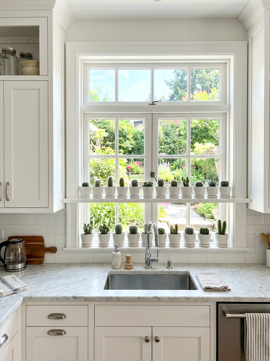 Window Sill Shelf - 30 cactus shelf ideas