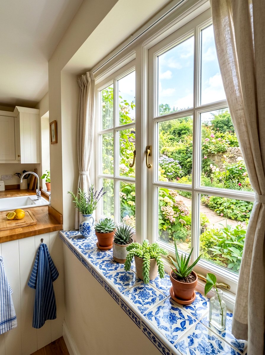 Window Sill Tile - 30 peel and stick tile ideas