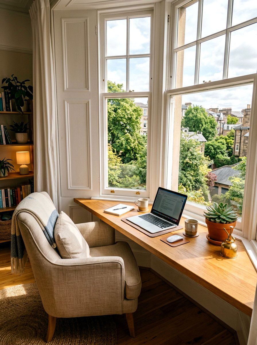 Window Sill Workspace - 30 apartment office ideas