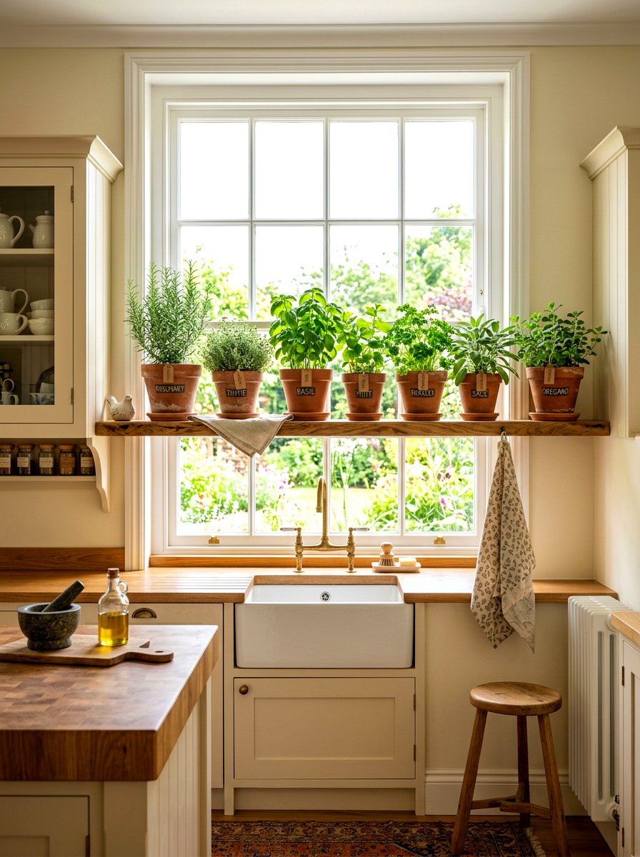 Window Span Wood Shelf - 30 heritage kitchen shelf ideas