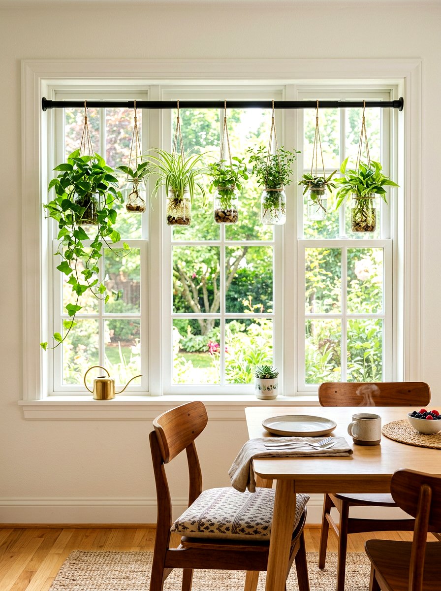 Window Tension Rod Garden - 30 indoor vertical garden ideas