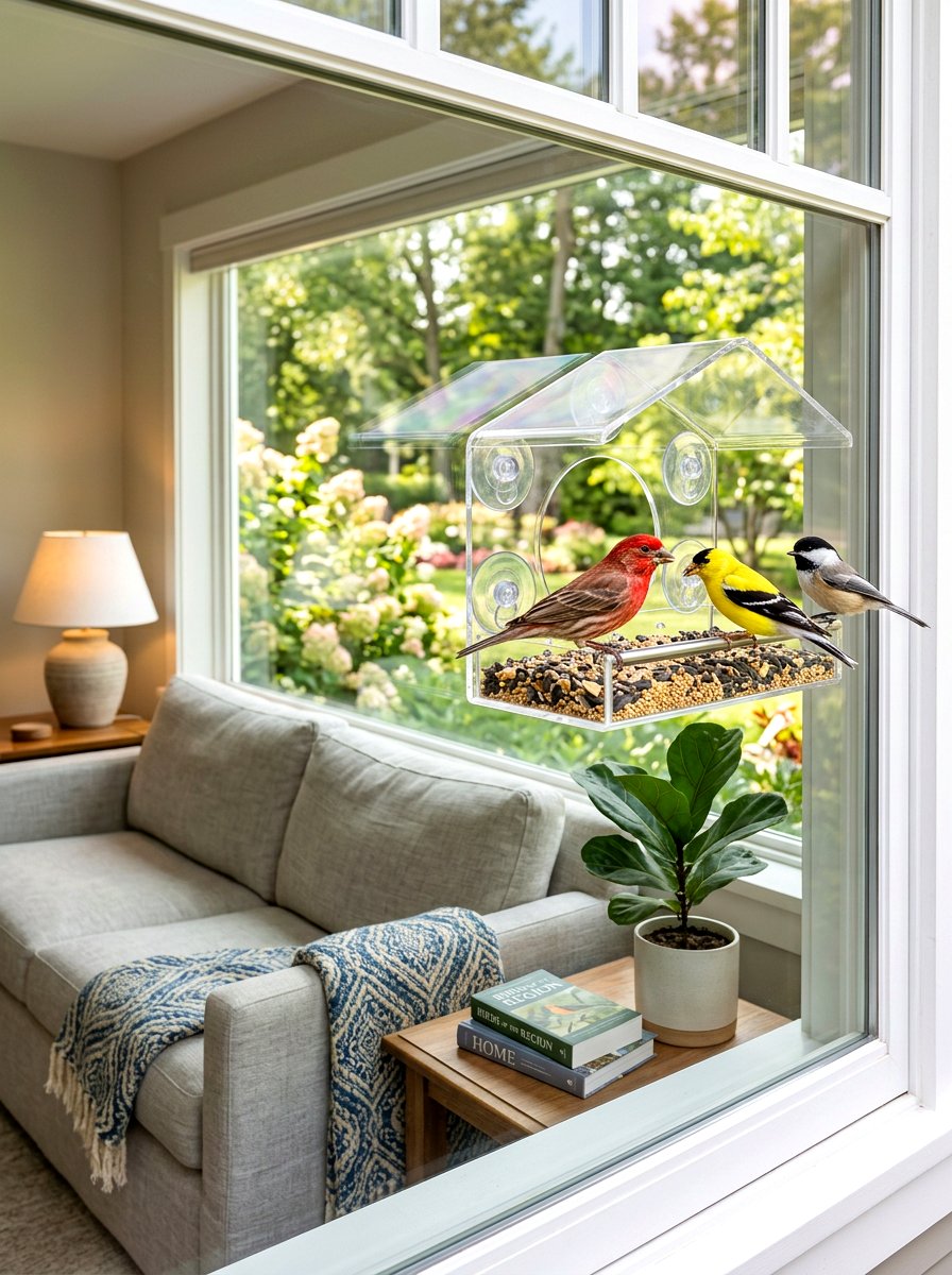 Window bird feeder - 30 bird feeder garden ideas