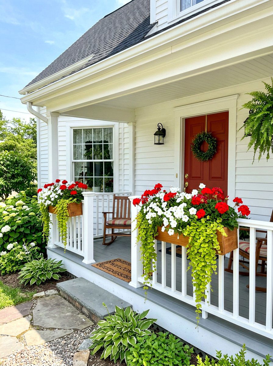 Window box displays - 30 porch container garden ideas