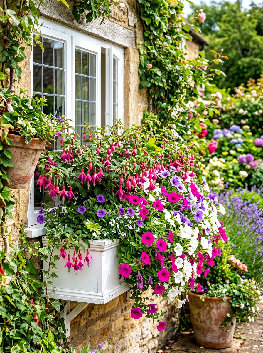 Window box flowers - 30 hummingbird oasis backyard ideas