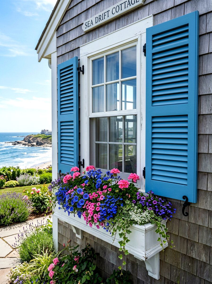 Window box garden for coastal curb appeal - 30 coastal exterior ideas