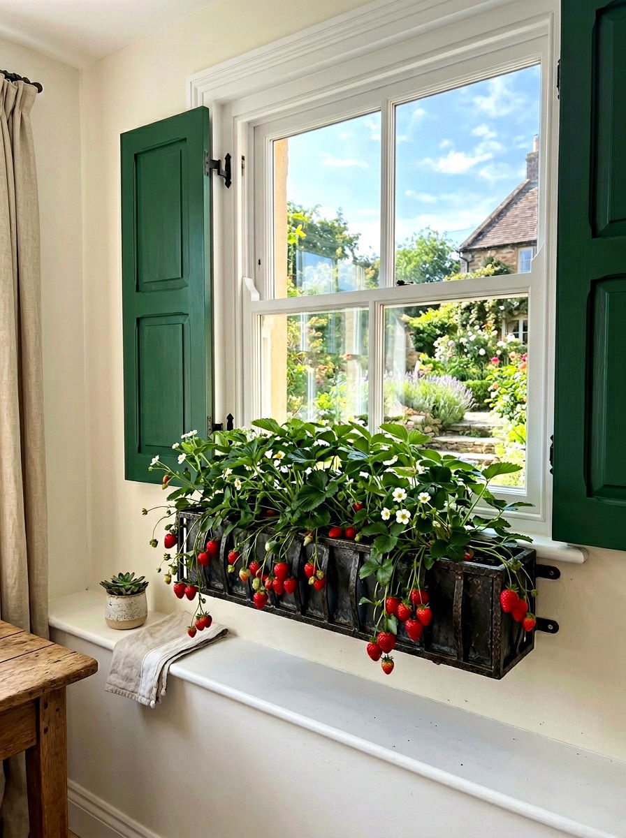 Window box strawberry planter - 30 strawberry planter ideas