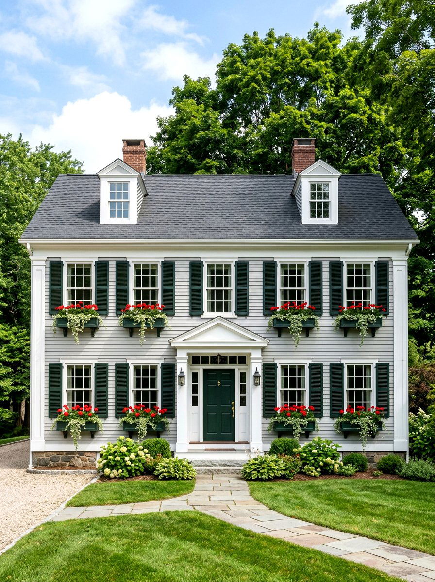 Window boxes - 30 colonial front yard ideas