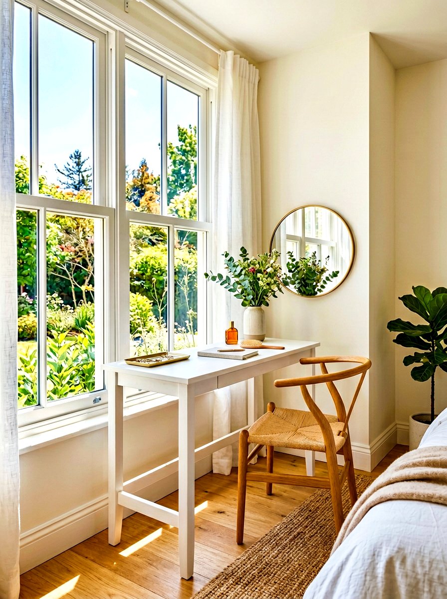 Window corner vanity - 30 bedroom vanity corner ideas