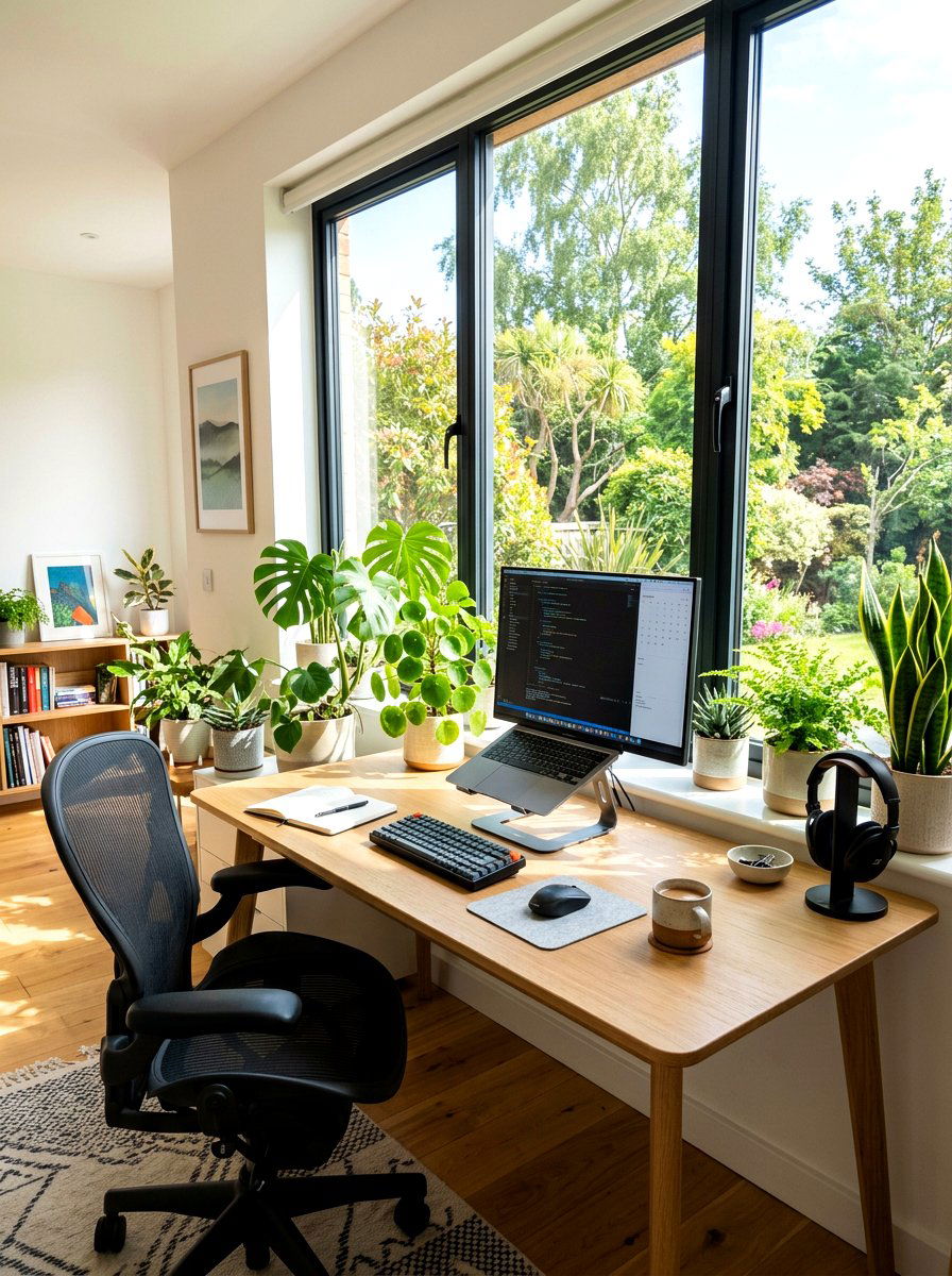 Window desk setup - 30 viral home office ideas
