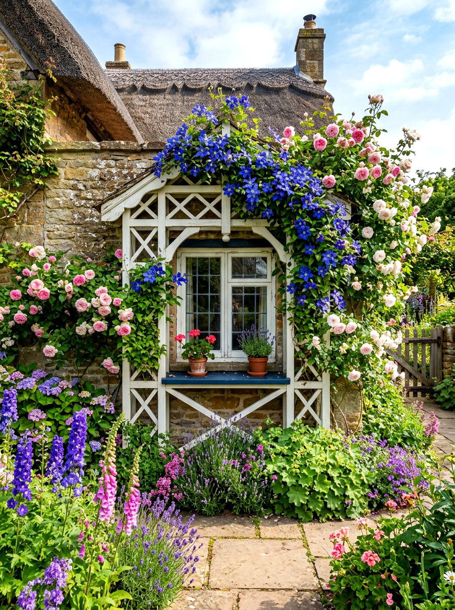 Window frame trellis - 30 clematis trellis ideas
