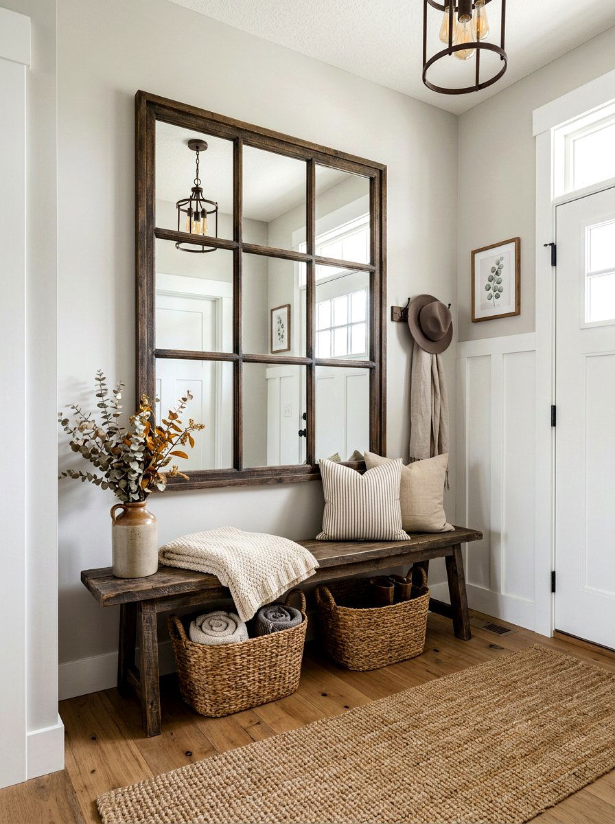 Window pane mirror entryway alcove - 30 mirror alcove ideas
