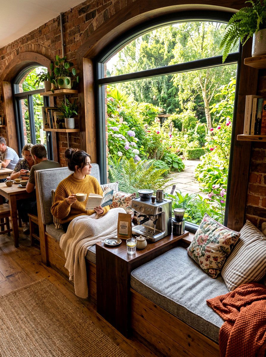 Window seat cafe - 30 home cafe kitchen ideas