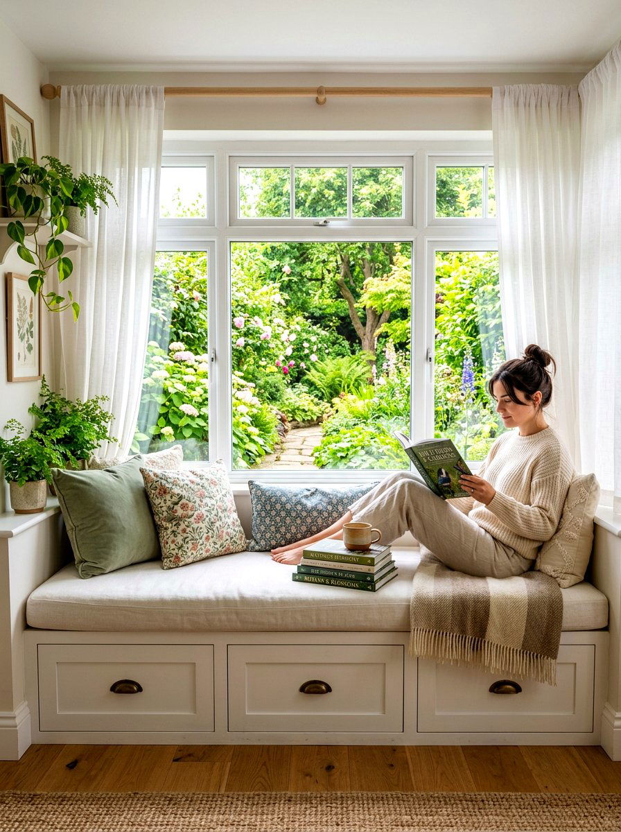 Window seat reading nook - 30 bedroom reading corner ideas