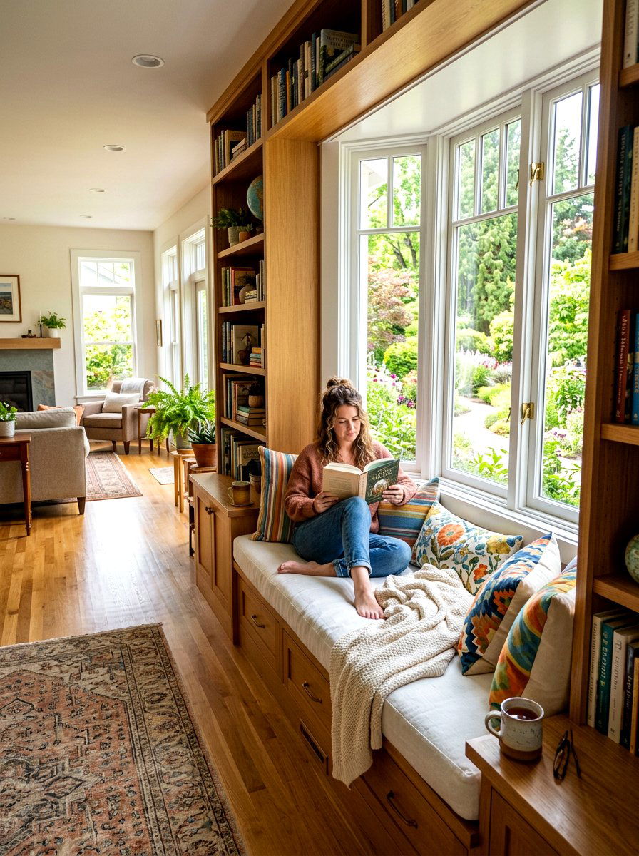 Window seat reading - 30 zoned open concept ideas