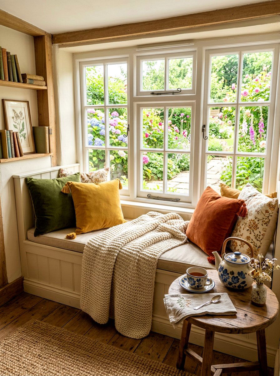 Window seat tea corner - 30 tea and journaling corner ideas